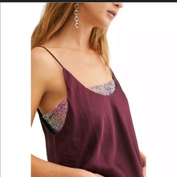 🌟FREE PEOPLE Sequined Plum Turn It On Cami NWT 🌟 - Picture 3 of 4